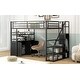 preview thumbnail 4 of 15, Metal Full Size Loft Bed with Storage and Wardrobe and Lockers for Home,Black