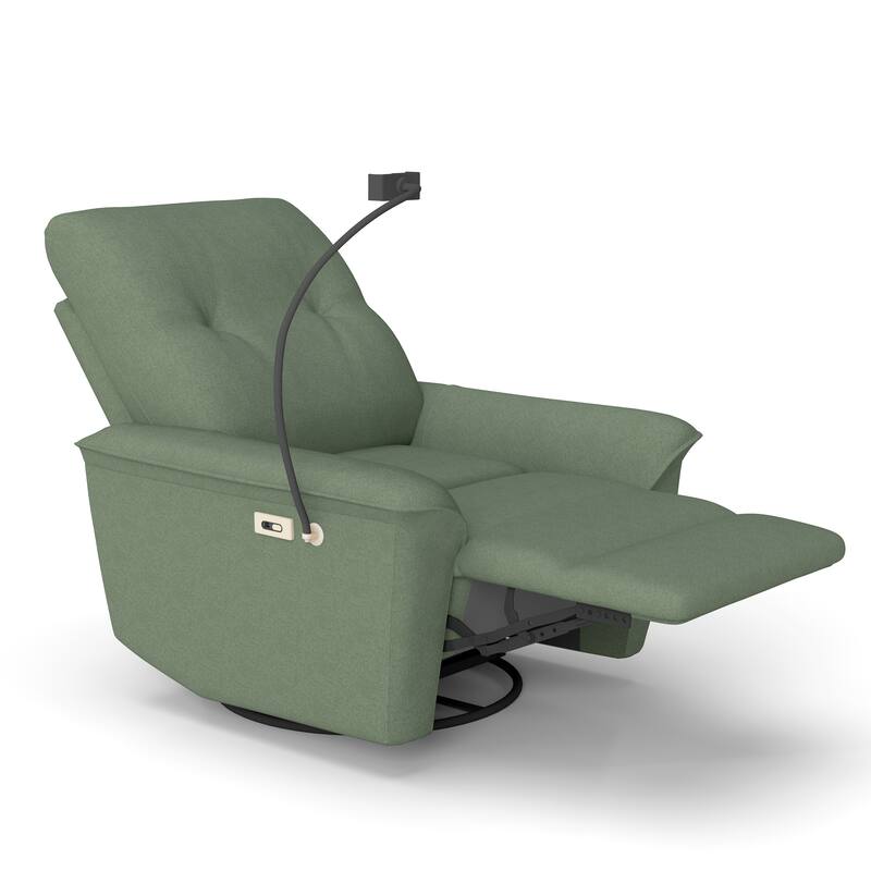 270°Power Swivel Rocker Recliner Chair w/Phone Holder, Electric Glider Reclining Sofa with USB Ports, Power Swivel Glider