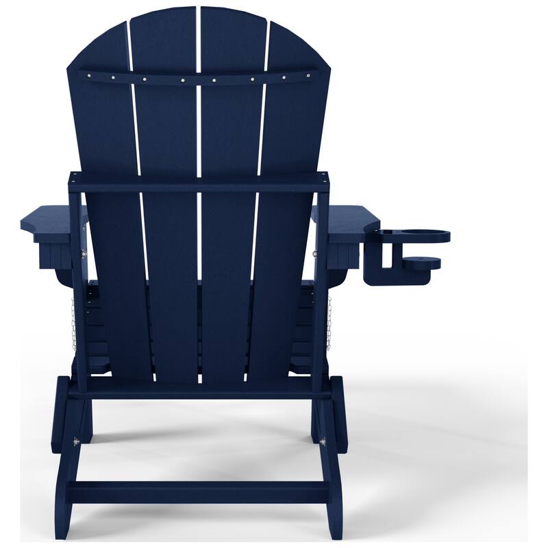 Laguna Outdoor Folding Adjustable Adirondack Chair with Cup Holder & Hideaway Ottoman (Set of 2)