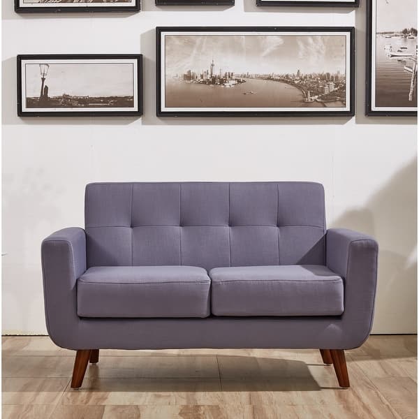 slide 2 of 7, Grace Rainbeau Linen Upholstered Tufted Mid-century Loveseat