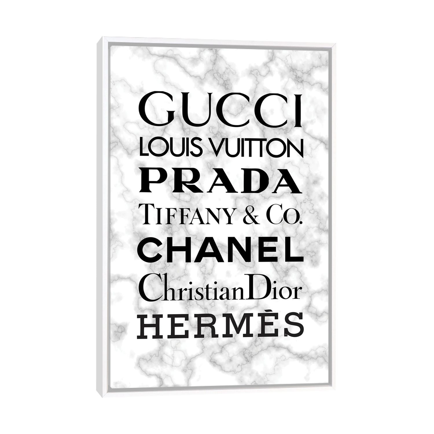 Framed Canvas Art (White Floating Frame) - Marble Brands by Martina Pavlova ( Fashion > Fashion Brands > Hermès art) - 26x18 in