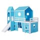 preview thumbnail 14 of 16, Twin Size Castles Bunk Bed with Slide and Tent, Pink