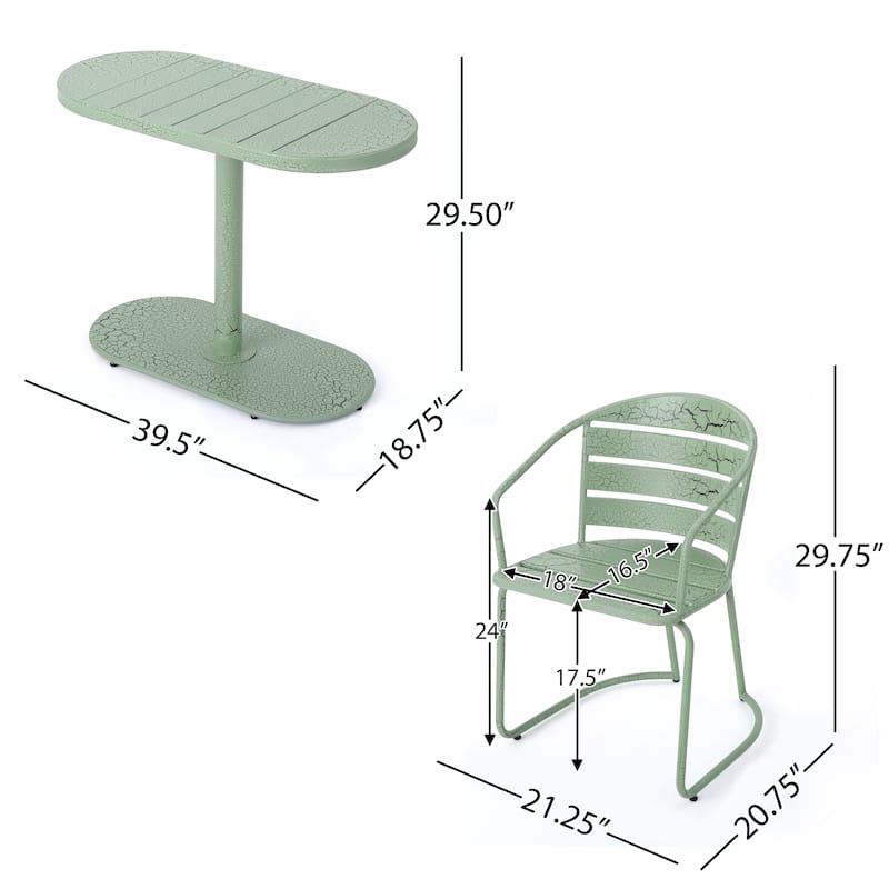 Roomfitters 3-Piece Bistro Set, Outdoor Metal Patio Table and Chairs for Balcony, Garden or Porch