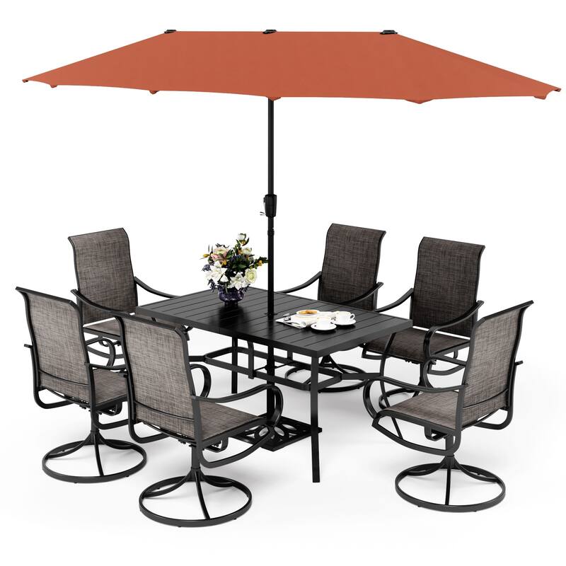 MAISON ARTS 7-piece Patio Dining Set with Textilene Swivel Chairs