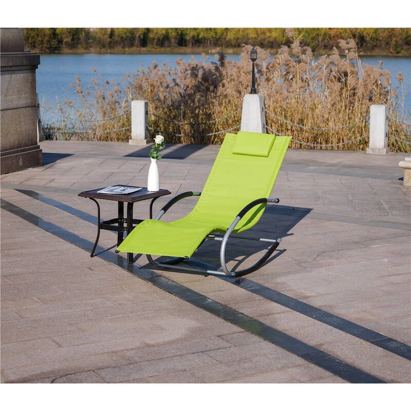 Outdoor Iron Rocking U-shaped Lounge Chair - Green