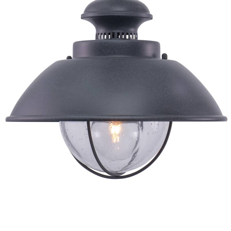 Harwich 1 Light Gray Coastal Outdoor Barn Dome Pendant Clear Glass - 10-in W x 10.75-in H x 10-in D