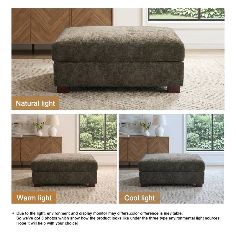 41" W Modern Rectangle Chenille Ottoman