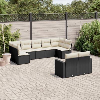 vidaXL Garden Sofa Set Black, Cream White - 24.4 x 25.8 x 27.2