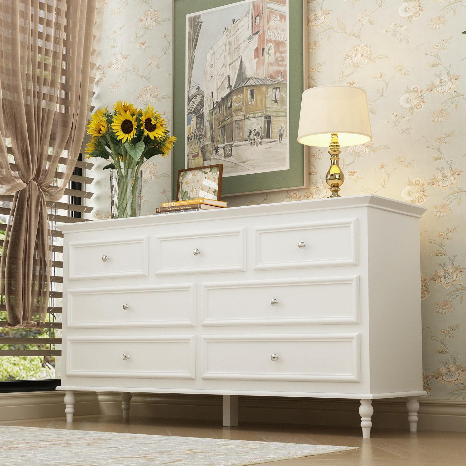 Timechee 10 Drawer Double Dresser for Bedroom White Dresser Wide