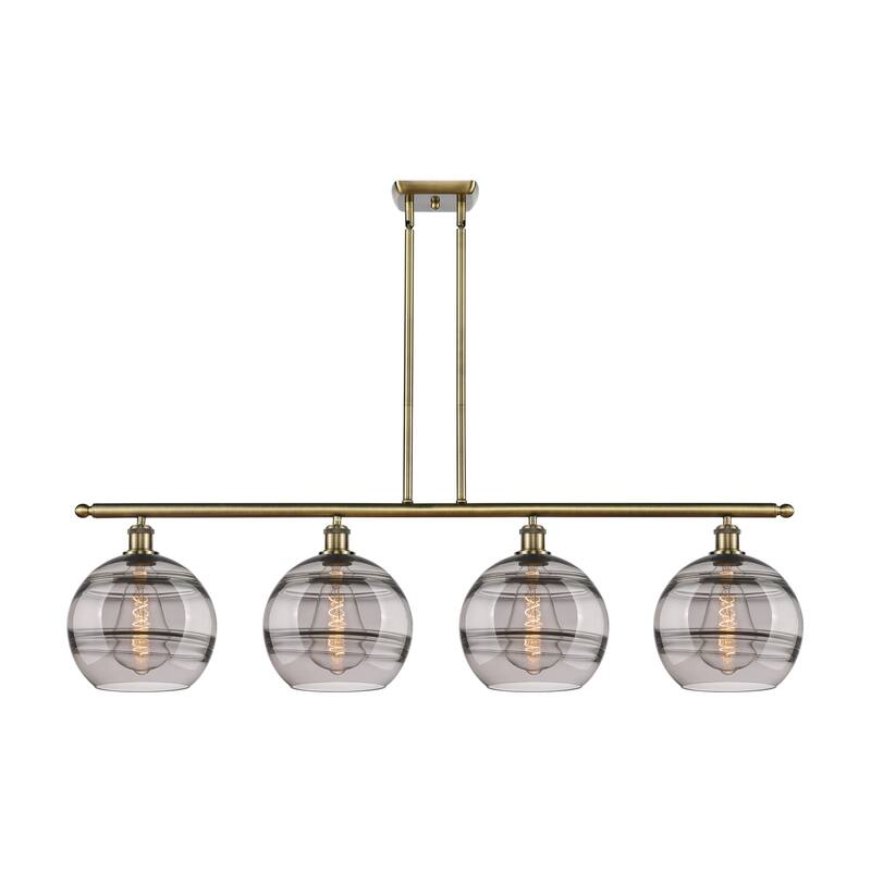 Innovations Lighting 516-4I-12-48 Rochester Linear Rochester 4 Light - Antique Brass / Smoked