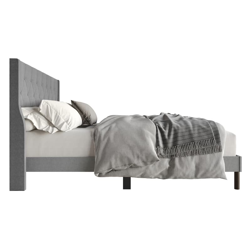 Oregon Twin Button-Tufted Upholstered Wingback Panel Bed