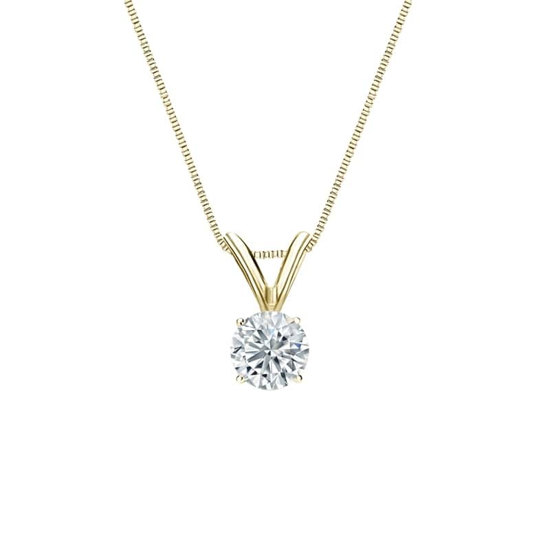 Auriya 18-karat Gold 0.30ctw Round Solitaire Lab Grown Diamond Necklace 4-Prong Basket (F-G VS) - 0.3