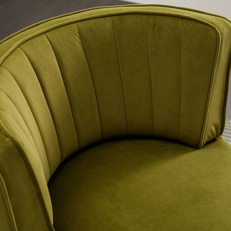 Swivel Barrel Chair, Comfy Velvet Upholstered Accent Sofa Chair, Leisure Club Chair with Shell-Shaped Back & Angled Armrests