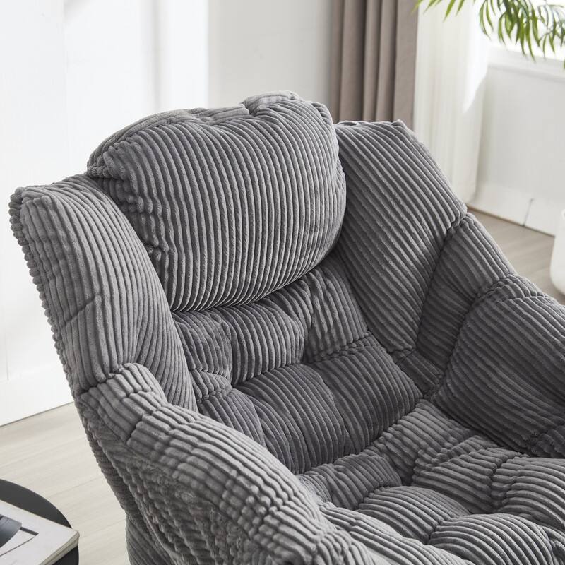 Modern Lounge Chair with Ottoman - Plush Reading Accent Chair with Footrest and Side Pocket