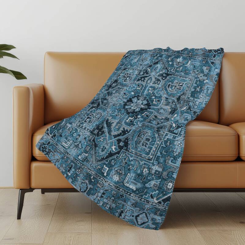 Premium Machine Washable Traditional Persian Sherpa Throw Blanket