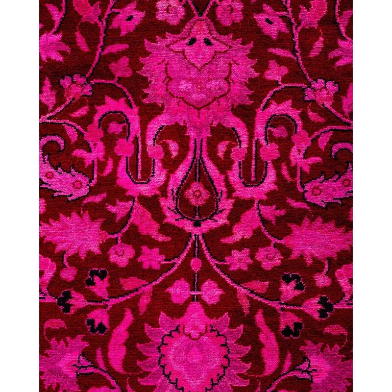 Overton Hand Knotted Wool Vintage Inspired Modern Contemporary Overdyed Pink Runner Rug - 2' 7" x 10' 2"