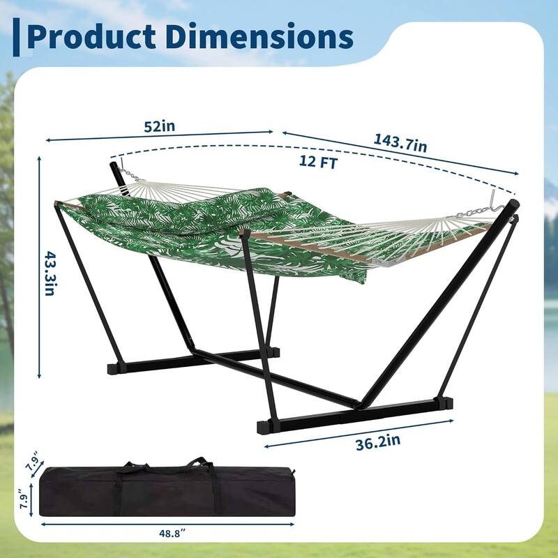450 LBS Capacity, Double Outdoor Hammock for Patio, Backyard, Garden, Beach