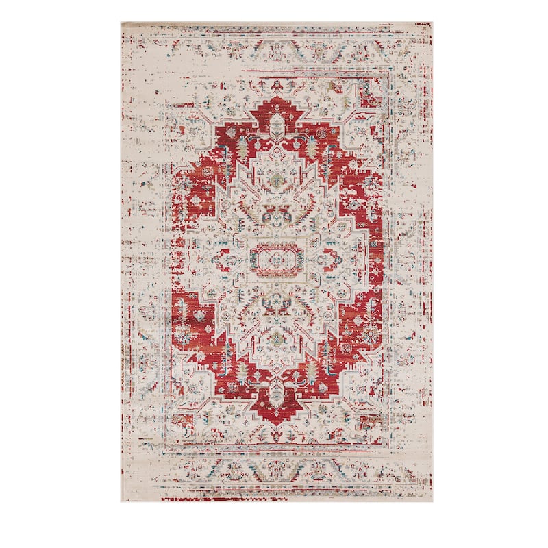 Vintage Distressed Medallion Indoor Area Rug or Runner by Superior