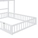 preview thumbnail 17 of 94, Roomfitters Twin Size Floor Bed with Fence Railings and Detachable House-Shaped Headboard, Montessori Playhouse Bed