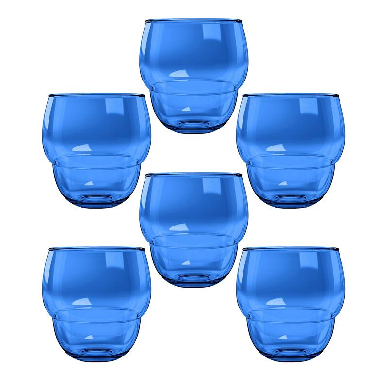 Abode Homewares Stacking Bubble Acrylic Drinking Glass - 14 oz - Set of 6 - Cobalt Blue