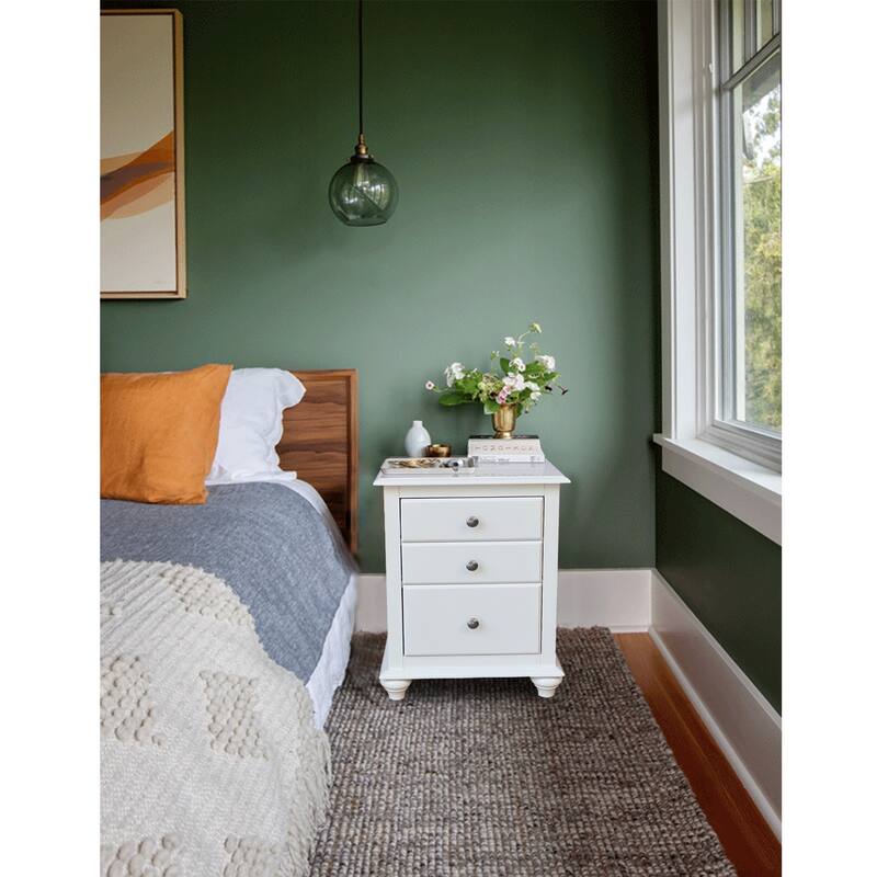 International Concepts Solid Wood 3-Drawer Nightstand