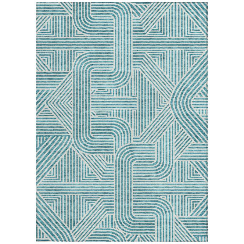 HomeRoots Abstract Transitional Rectangle Outdoor Rug