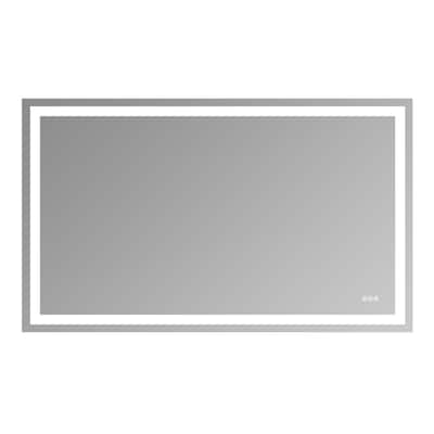 Silver Frameless LED Bathroom Mirror with Tempered Glass, Anti-Fog - 60" W x 36" H