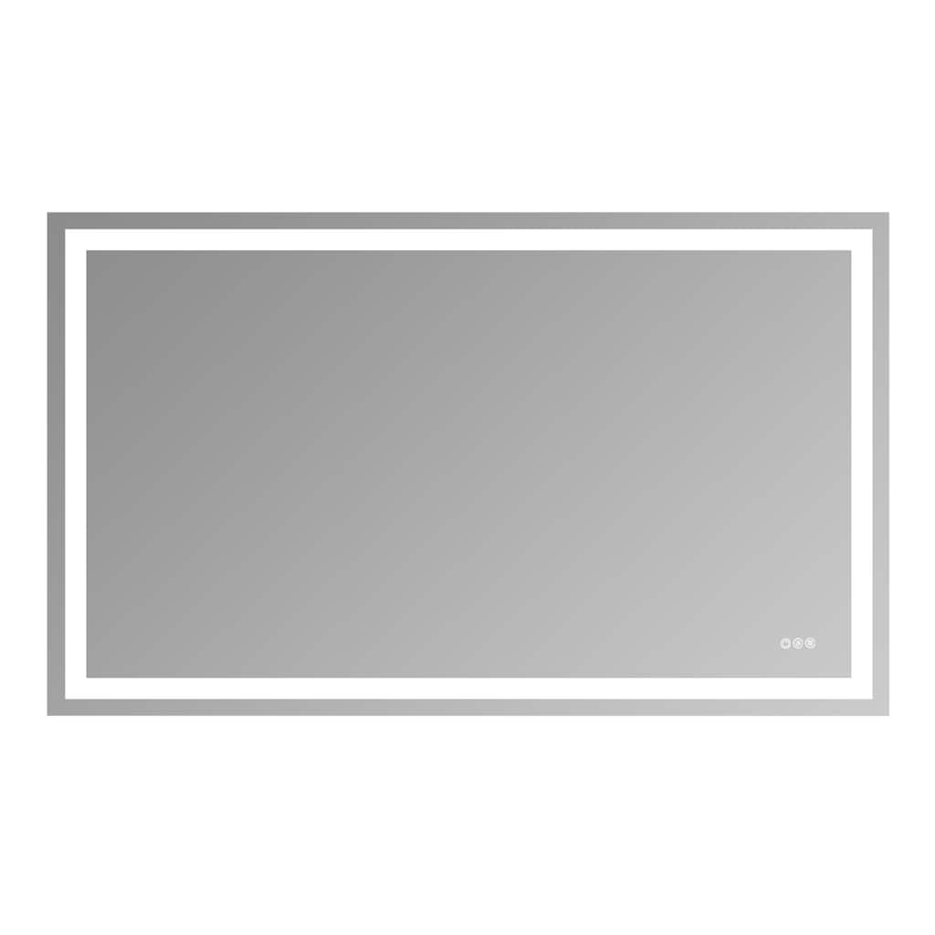 Silver Frameless LED Bathroom Mirror with Tempered Glass, Anti-Fog - 60" W x 36" H