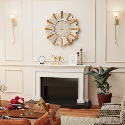 Glass Wall Clock Mirrored Large Clcoks - 24"
