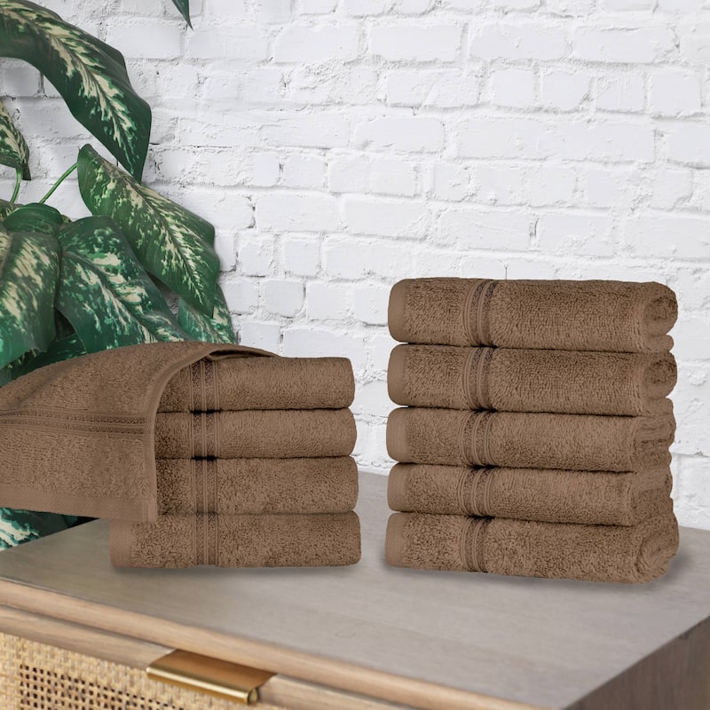 Superior Heritage Egyptian Cotton Absorbent Face Towel Set of 10 - Mocha