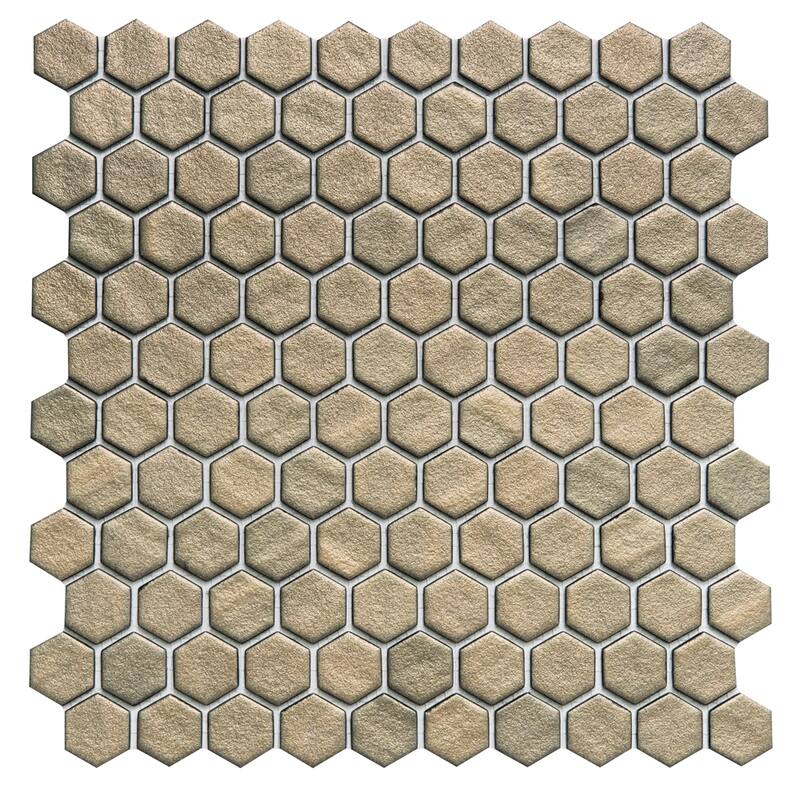 The Tile Life Eterna Hex 1x1 Gold Recycled Glass Floor & Wall Tile