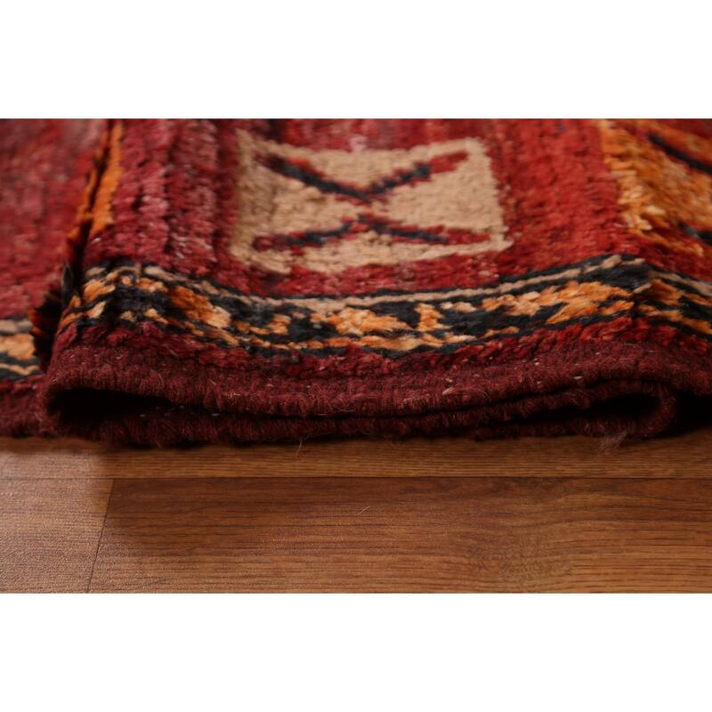 Hand Knotted Oriental 100% Wool Carpet Modern Tribal Red Moroccan Area Rug - 9' 10'' X 6' 11''
