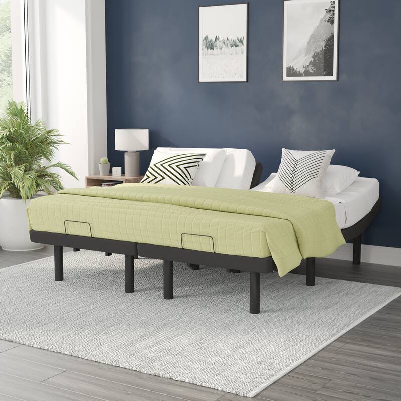 Anti-skid Upholstered Adjustable Bed Base with Wireless Remote - Twin XL