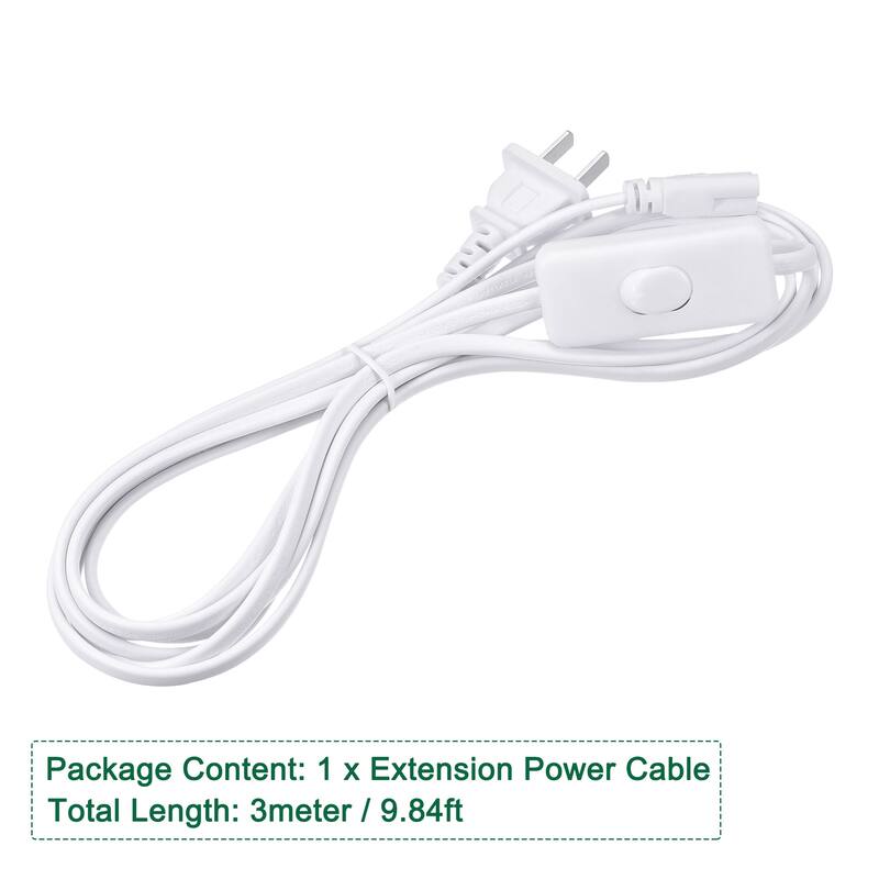 LED Tube Power Extension Cable with Switch, for LED Integrated Tube Fixture - 1Pcs