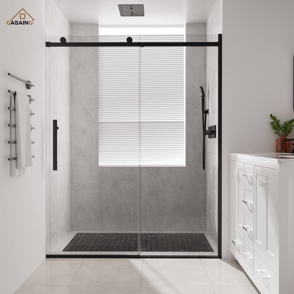 CASAINC 60 in. W x 76 in. H Sliding Frameless Shower Door with SGCC Certification