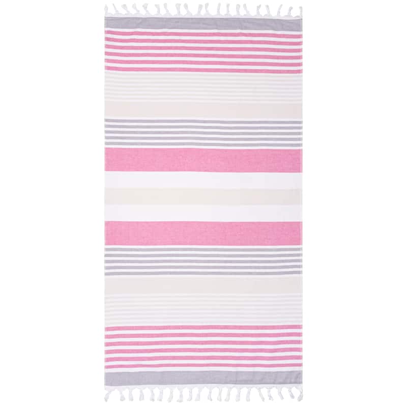 Superior Roxy Stripe Fouta Beach Towel with Tassels - 35" x 68"