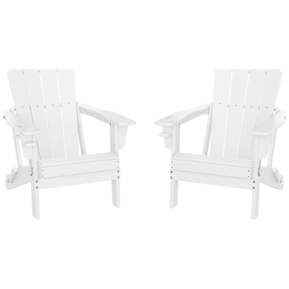Alvaro Outdoor Adirondack Chair with Cup Holder (Set of 2)