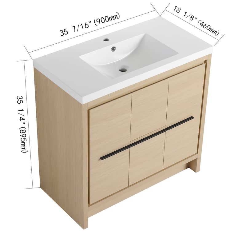 Bathroom Vanity With Sink In 24/30/36/48 Inch, Freestanding Bathroom Vanity With Soft Close Door and Drawer