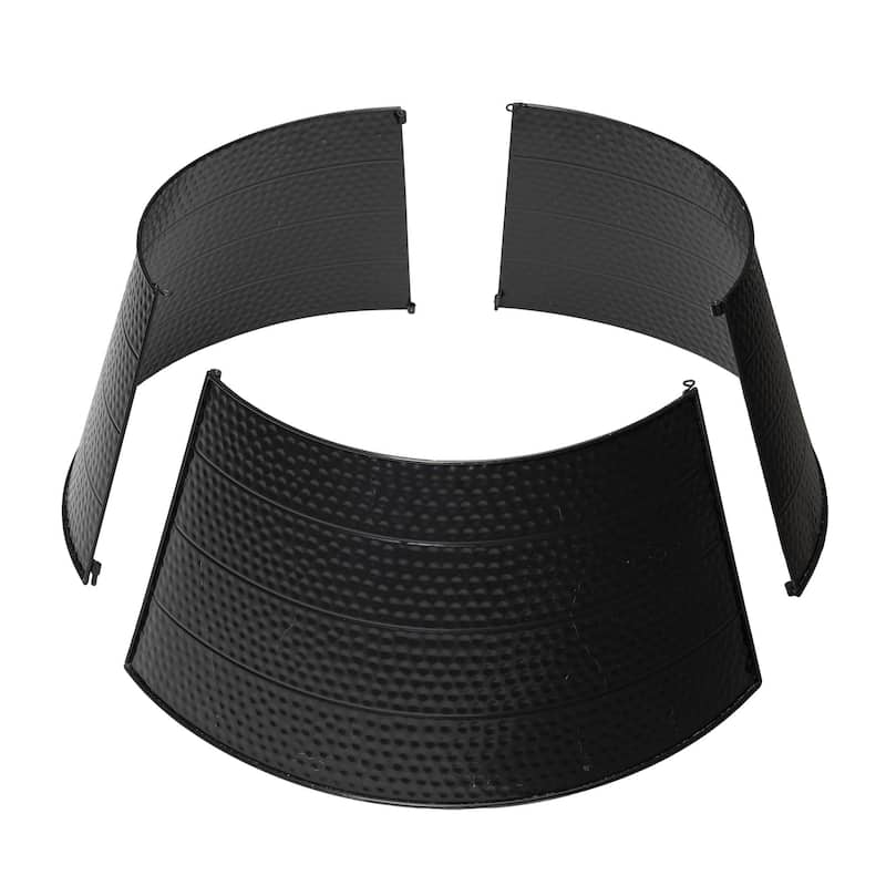 Glitzhome 26"D Christmas Metal Black Hammer-harden Tree Collar - 26"