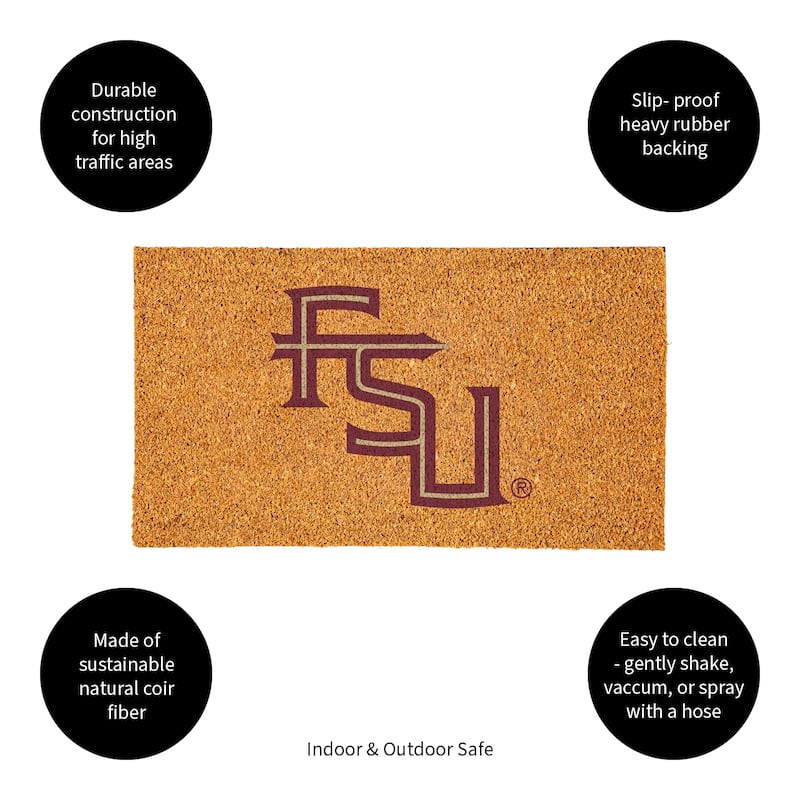 Coir Door Mat, 16"x 28", Florida State University - 28" x 16"