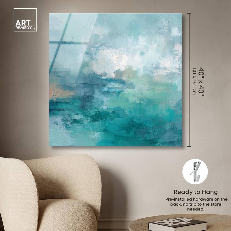 Green Blue II Acrylic by Art Remedy, Ready to Hang