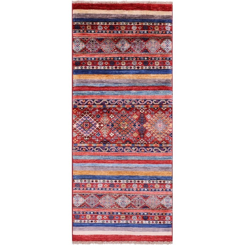 Golden Nile Khorjin Persian Gabbeh Hand Knotted Wool Rug - 2' 0" X 4' 9"