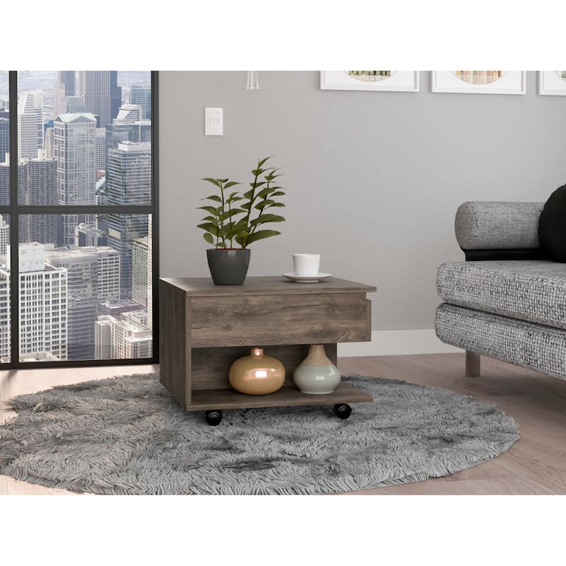 Peterson 1-Drawer 1-Shelf Lift Top Coffee Table - Brown