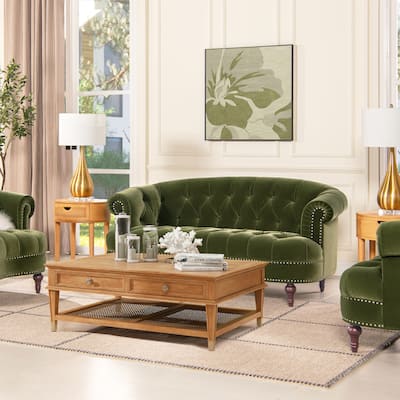 La Rosa 68.5" Victorian Tufted Chesterfield Loveseat