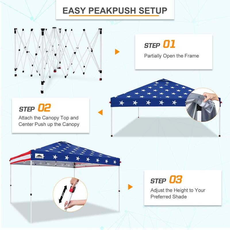 EAGLE PEAK Pop Up Canopy Tent with Wheeled Carry Bag, 8 Stakes, 4 Ropes, 4 Weight Bags, Easy Set Up Tent Canopy, 12x12 ft