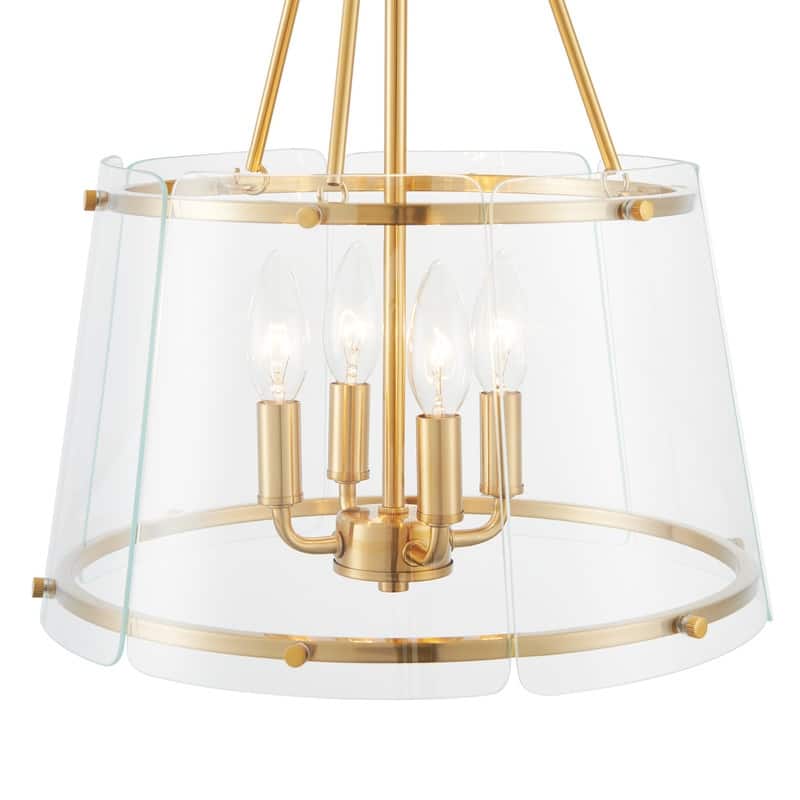 KAWOTI Gold Glam 4-Light Chandelier-Adjustable Height - W15" x H29.75"(Max H65.75")