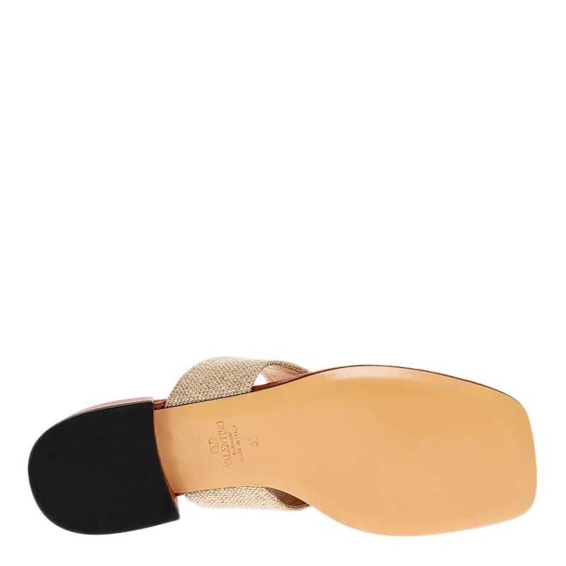 Valentino Vlogo Canvas Leather Slides