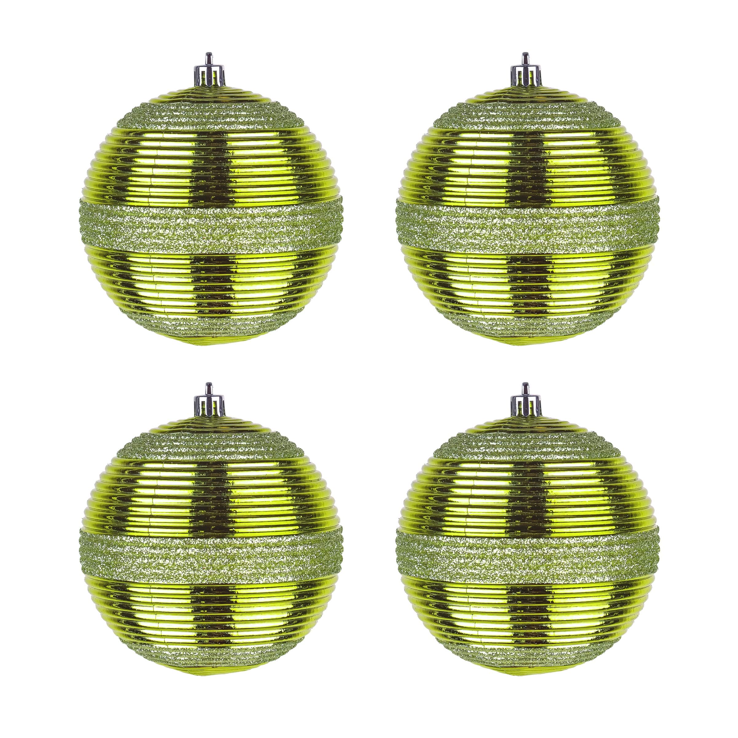 First Traditions™ 4 Piece Shatterproof Swirling Lime Green Ornaments