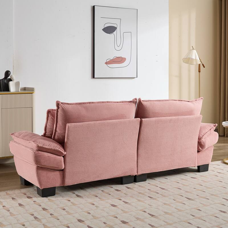 Corduroy Couch Loveseat Sofa with Pillows,Comfy Upholstered Deep Seat Sofa for Bedroom,Living Room,Office