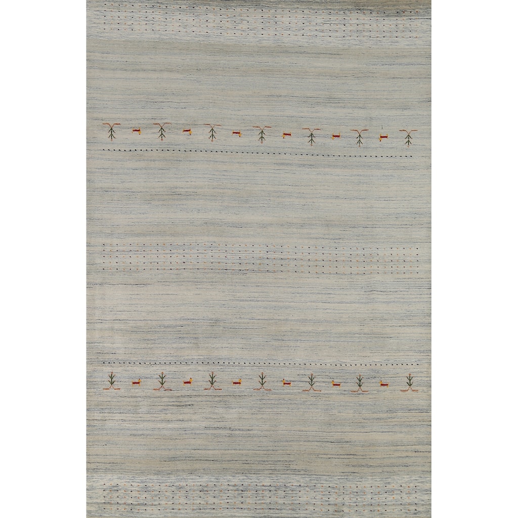 Striped Gabbeh Oriental Area Rug Handmade Wool Carpet - 6'10"x 9'9"